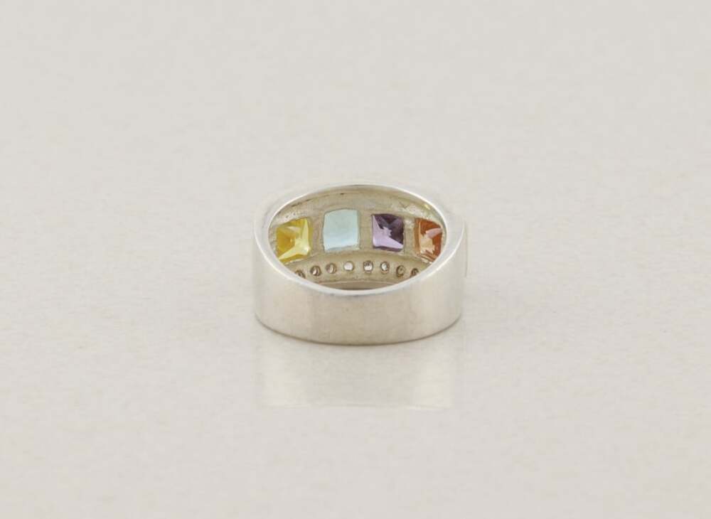 Sterling Silver Multi Color Cubic Zirconia CZ Band Ring Size 7 1/4 - Picture 6 of 7